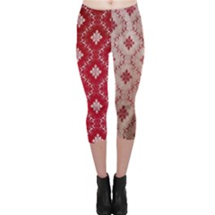 Chorley Weave Red Capri Leggings  by DeneWestUK