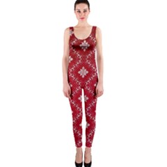 Chorley Weave Red One Piece Catsuit by DeneWestUK