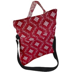 Chorley Weave Red Fold Over Handle Tote Bag