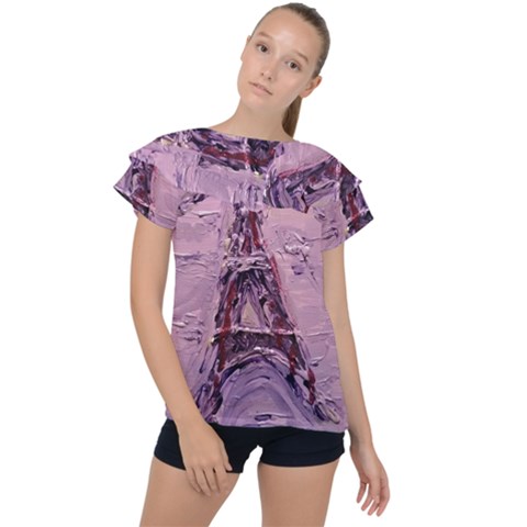 Ooh Lala Purple Rain Ruffle Collar Chiffon Blouse by arwwearableart