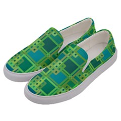 Green Abstract Geometric Men s Canvas Slip Ons