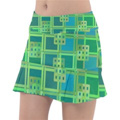 Green Abstract Geometric Tennis Skirt by Sapixe