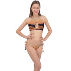 Sunset Nature Cross Front Halter Bikini Set