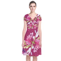 Motif Design Textile Design Short Sleeve Front Wrap Dress