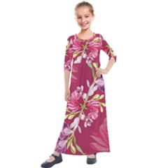 Motif Design Textile Design Kids  Quarter Sleeve Maxi Dress by Sapixe