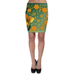 Background Design Texture Tulips Bodycon Skirt