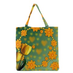 Background Design Texture Tulips Grocery Tote Bag