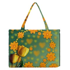 Background Design Texture Tulips Zipper Medium Tote Bag