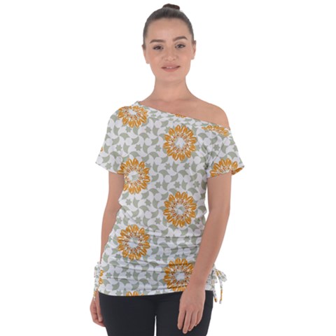 Stamping Pattern Fashion Background Tie-up Tee by Sapixe