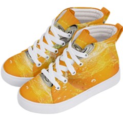 Orange Drink Splash Poster Kid s Hi-top Skate Sneakers by Sapixe