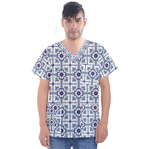 Precious Glamorous Creative Clever Men s V-neck Scrub Top by Sapixe