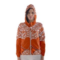 Flower Floral Heart Background Hooded Windbreaker (women) by Sapixe