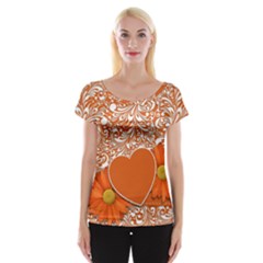 Flower Floral Heart Background Cap Sleeve Top by Sapixe