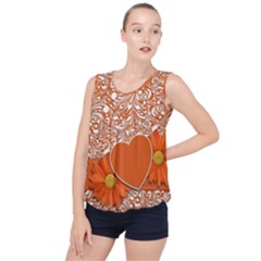 Flower Floral Heart Background Bubble Hem Chiffon Tank Top by Sapixe