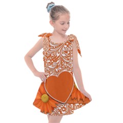 Flower Floral Heart Background Kids  Tie Up Tunic Dress