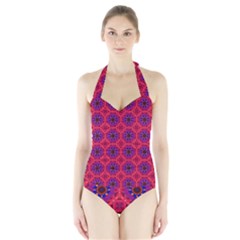 Retro Abstract Boho Unique Halter Swimsuit