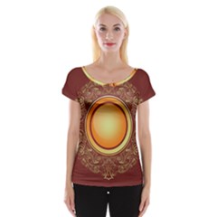 Badge Gilding Sun Red Oriental Cap Sleeve Top by Sapixe