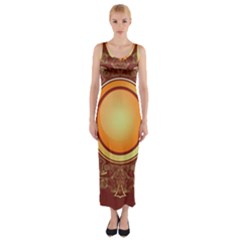 Badge Gilding Sun Red Oriental Fitted Maxi Dress by Sapixe