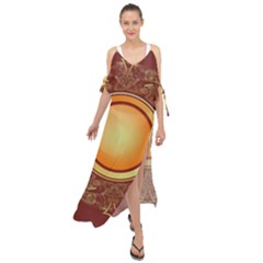 Badge Gilding Sun Red Oriental Maxi Chiffon Cover Up Dress by Sapixe