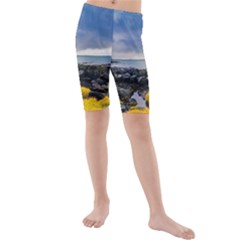 Iceland Nature Mountains Landscape Kids  Mid Length Swim Shorts