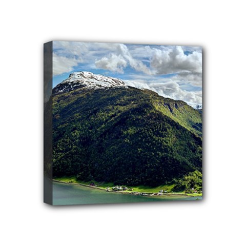 Panoramic Nature Mountain Water Mini Canvas 4  X 4  (stretched)