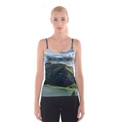 Panoramic Nature Mountain Water Spaghetti Strap Top by Sapixe