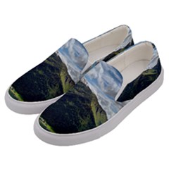 Panoramic Nature Mountain Water Men s Canvas Slip Ons by Sapixe