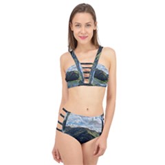 Panoramic Nature Mountain Water Cage Up Bikini Set by Sapixe