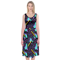 Memphis Style 1 Midi Sleeveless Dress by JadehawksAnD