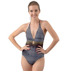 Acid Halter Cut-out One Piece Swimsuit by WILLBIRDWELL