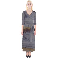 Acid Quarter Sleeve Wrap Maxi Dress