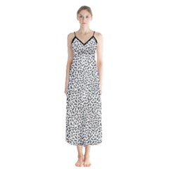 B/w Abstract Pattern 1 Button Up Chiffon Maxi Dress