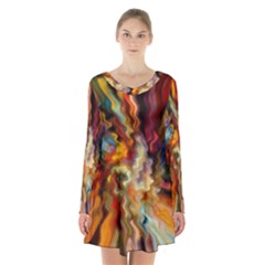 Hbz517a Long Sleeve Velvet V-neck Dress by HoundB