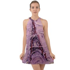 Ooh Lala Purple Rain Halter Tie Back Chiffon Dress by arwwearableart