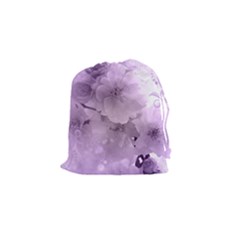 Wonderful Flowers In Soft Violet Colors Drawstring Pouch (Small)