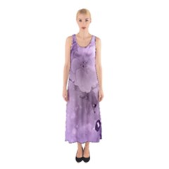 Wonderful Flowers In Soft Violet Colors Sleeveless Maxi Dress