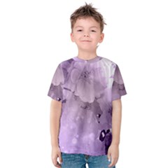 Wonderful Flowers In Soft Violet Colors Kids  Cotton Tee