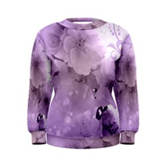 Wonderful Flowers In Soft Violet Colors Women s Sweatshirt