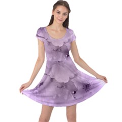 Wonderful Flowers In Soft Violet Colors Cap Sleeve Dress