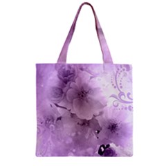 Wonderful Flowers In Soft Violet Colors Zipper Grocery Tote Bag