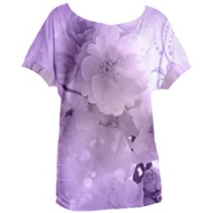 Wonderful Flowers In Soft Violet Colors Women s Oversized Tee