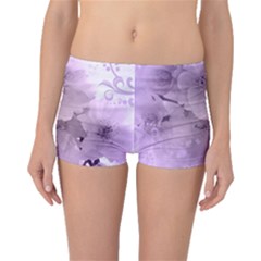 Wonderful Flowers In Soft Violet Colors Boyleg Bikini Bottoms