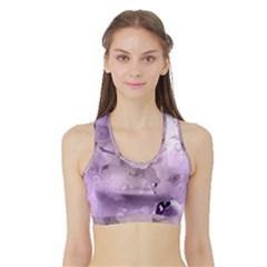 Wonderful Flowers In Soft Violet Colors Sports Bra with Border