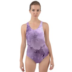Wonderful Flowers In Soft Violet Colors Cut-out Back One Piece Swimsuit