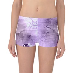 Wonderful Flowers In Soft Violet Colors Reversible Boyleg Bikini Bottoms