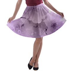 Wonderful Flowers In Soft Violet Colors A-line Skater Skirt