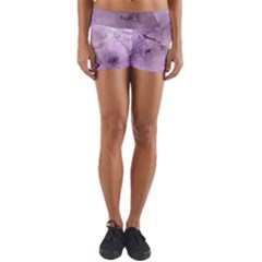 Wonderful Flowers In Soft Violet Colors Yoga Shorts