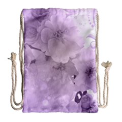 Wonderful Flowers In Soft Violet Colors Drawstring Bag (Large)