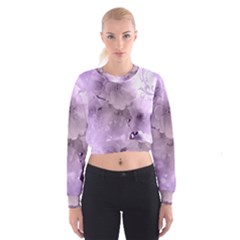 Wonderful Flowers In Soft Violet Colors Cropped Sweatshirt by FantasyWorld7