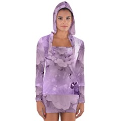 Wonderful Flowers In Soft Violet Colors Long Sleeve Hooded T-shirt